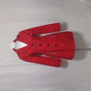 Pelle Studio Red Belted Lightweight Hooded Trench Coat Jacket S Cozy Outerwear